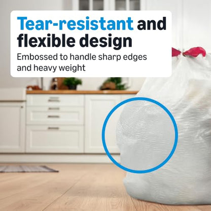 Amazon Basics Ultra-Force Tall Kitchen Drawstring Trash Bags, Classic Clean Scented, 13 Gallon, 80 Count, Pack of 1, Packaging May Vary