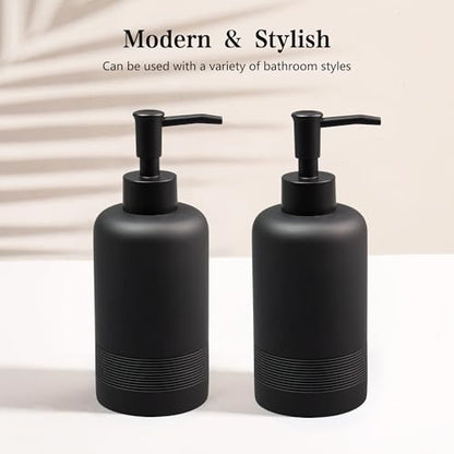 YMXYJM 2pcs/Set Hand Soap Dispenser Sets - 10.8oz Refillable Resin Liquid Soap Dispensers with Rust-Proof Pump for Bathroom Countertop or Kitchen, Classic Black - color: Black