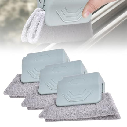 Magic Window Track Cleaner, 2025 Upgraded Handheld Cleaning Brush Set, for Window Slides Grooves, Tile Grout Lines, Shutter Slats, Car AC Vents & Narrow Gaps (Grey 3PCS) - color: Grey 3pcs