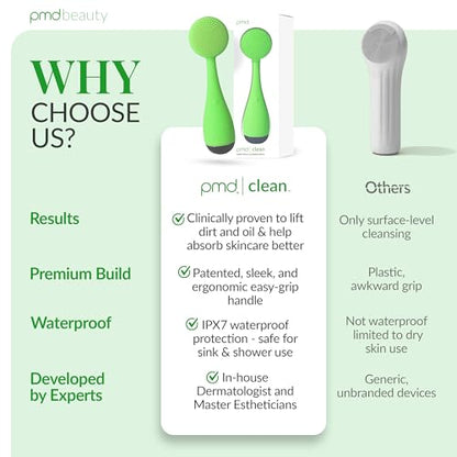 PMD Clean - Smart Facial Cleansing Device with Silicone Brush & Anti-Aging Massager - color: Lime