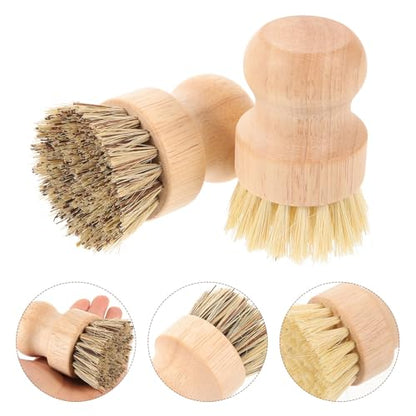 NOLITOY 2pcs Palm Scrub Brush Set with Natural Palm and Sisal Bristles, Multipurpose Kitchen Pot and Pan Scrubber for Household Dish Cleaning