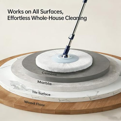 Spin Mop and Bucket Set with 4 Washable Microfiber Mop Heads, Durable Handle System for Hardwood Floor, Tile, and All Surface Cleaning