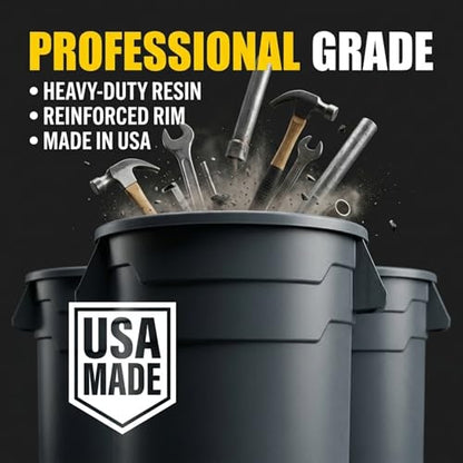 Kleen Commercial Brute Heavy-Duty Round Trash Can, 32-Gallon, Gray, Utility Garbage Container, Landscapers/Construction Sites/Restaurants/Offices/Warehouses Made in USA - size: 32 Gallon