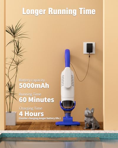 Little Shark Pool Vacuum for Above Ground Pool, Hot Tub Vacuum with a 60w Motor,18 Gal/Min Powerful Suction, Compact & Light Pool Vacuum with 5000mAh Battery, 1h Running Time