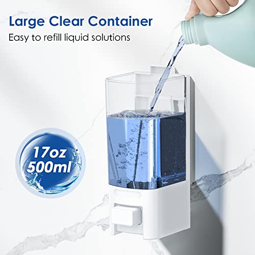 Manual Soap Dispenser, 17oz/500ml Wall Mount Soap Pump, Large Capacity Kitchen Bathroom Hand Soap Dispenser, Commercial Refillable Shampoo Shower Gel Lotion Dispenser, White - color: White 500ml