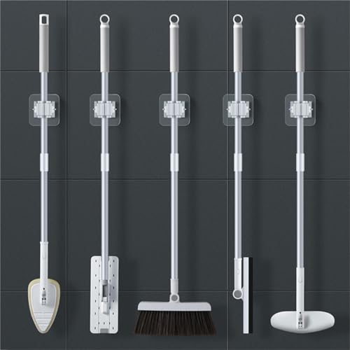 4-Pack Mop And Broom Holder Wall Mount Broom Grippers Holds Self Adhesive Drilling Broom And Dustpan Hanger For Home Wall Mount Broom Grippers