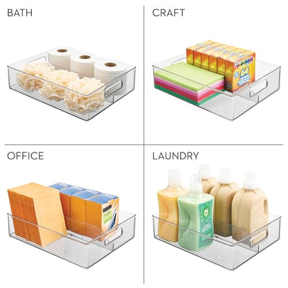 iDesign Divided Pantry Bin with Handles, Set of 6, Clear | For Pantry, For Refrigerator, For Freezer - style: Pack of 6