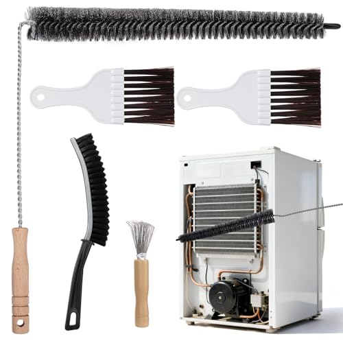 Palksky Refrigerator Coil Cleaning Brush Set, Fridge Radiator Brush & Condenser Coil Cleaning Brush for Dust Removal, Crevice Gap Cleaning Tool for Tight Spaces (5-Pack) ﻿