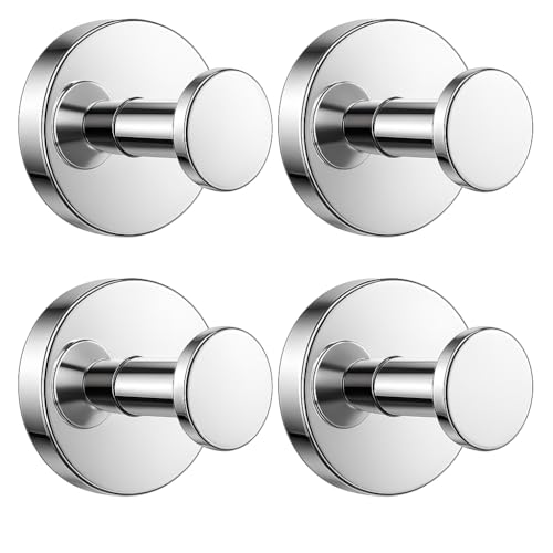 BKV Suction Cup Hooks for Glass Window,Removable Shower Hooks for Inside Shower,Metal Towel Hooks for Bathrooms,4 Pack(Mirror) - color: Mirror, size: 4 Pack