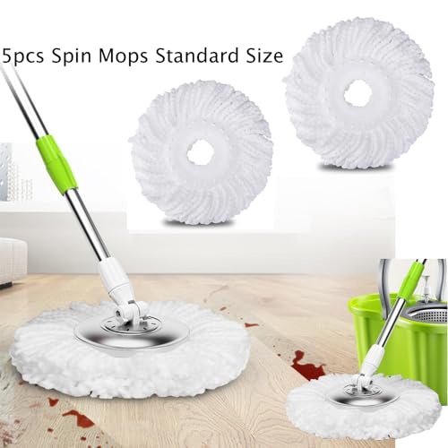 YWSHF Spin Mop Head Replacement Compatible with Hurrican, Mopnado, Cassabel 360 Spin Magic Mopping,Microfiber Spin Mop Refill Heads for Universal Round Shape Standard Size 5 Pack
