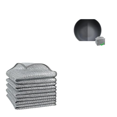 Non-Scratch Wire Dishcloth – Dual-Sided 2-Layer Mesh Kitchen Cleaning Cloth for Wet & Dry Use, Multipurpose Metal Scrubber for Dishes, Pots, Pans, and Countertops (10pcs) - color: 10pcs