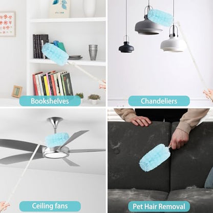 360° Duster Refills Kit for Swiffer Duster, 25 Pack & 1 Handle, Multi-Surface Dusters with 4X Cleaning Power. Efficient Duster Kit for Cleaning Pet Hair, Home, Office, Blinds, Furniture and More - color: Long Handle - 25 Pack