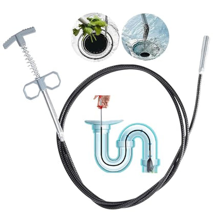 76 Inch Drain Snake Upgraded Ergonomic Grip – Toilet Snake Flexible Grabber Claw for Clog Remover & Pick Up Small Items - color: 79'' Bule