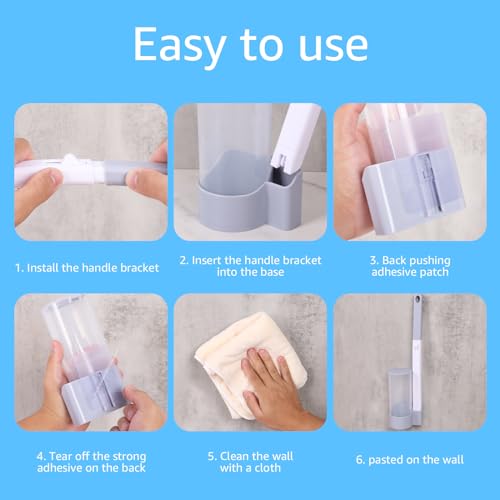 Toilet Brush Cleaning Kit with 18 Toilet Brush Refills Wall Mounted Toilet Bowl Cleaner Brush with Handle Adhesive Toilet Bowl Brush Storage Caddy with Storage Holder and Sticky Toilet Bowl Cleaner - color: Gray+18 Brush Heads