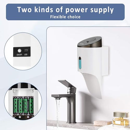 Wall Mounted Automatic Soap DispenserTouchless and Smart Electric Dispenser for Wall,Suitable for Public Places, Hotels and airports (White) - color: White