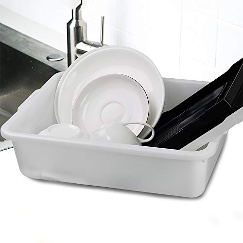 Small Bus Tubs Commercial Set of 4, Plastic Wash Basin, 8 Liter - color: White, size: 8 L