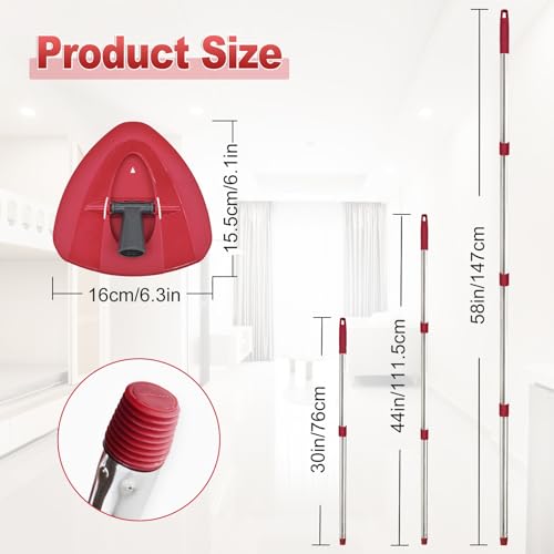 Mop Handle for Ocedar, Mop Handle for O Cedar, Spin Mop Replacement Handle for O Cedar, 4-Section Spin Mop Handles and Base for Ocedar, 30" to 58" Mop Stick Pole Handle and Base for Ocedar Spin Mop - size: Mop Handle with 1 Tank Base