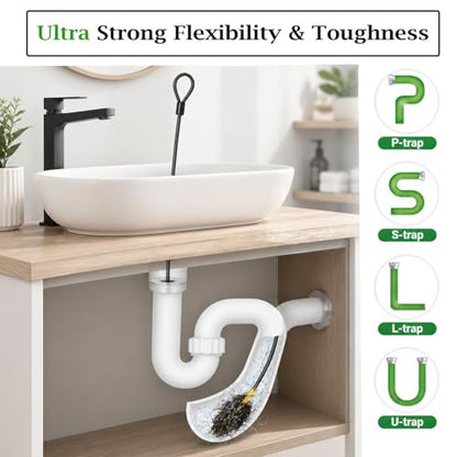 Drain Snake Hair Drain Clog Remover 35 Inch, 5PCS Reusable Sink Snake Drain Hair Remover Tool, Anti-Break Metal Plumbing Snake Drain Cleaner for Shower, Bathtub,Kitchen Sink