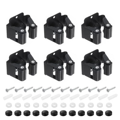 uxcell 12pcs Mop Broom Holder Wall Mount, 304 Stainless Steel Mop and Broom Holder, Wall Mounted Broom Hanger for Bathroom, Kitchen, Office, Black - color: Black