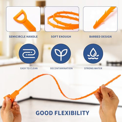 34inch Drain Snake (1pc), 25inch Hair Drain Clog Remover (10 pcs) & 18Inch Cleaner Brush (2 pcs), Sink Plumbing Snake Drain Tool Unclogger Tool Set For Kitchen, Bathroom Tub, Sewer, Toilet - style: 10pcs 25inch+1pcs 34inch+2pcs Cleaner Brush