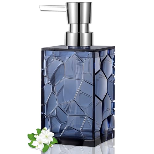Hand Soap Dispenser, Clear Acrylic Plastic Liquid Pump Bottles Refillable Lotion Dispenser for Bathroom Decor Kitchen College Dorm, Blue - color: Clear Blue, size: 1 Pack