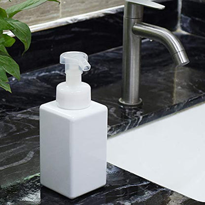 UUJOLY Foaming Soap Dispenser, 450ml (15oz) Refillable Pump Bottle Plastic for Liquid Soap, Shampoo, Body Wash (2 Pcs) (White) - color: White, size: 15 oz (2 Pack)