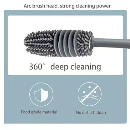 Silicone Bottle Brush 3pcs, Long Handle Bottle Cleaner, 13" Bottle Cleaning Brush for Flasks, Vacuum Sports Bottles, Vases and Glassware (Grey)