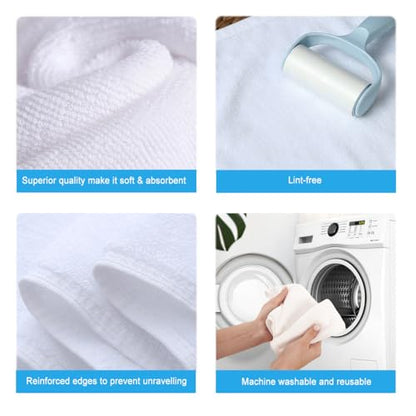 White Microfiber Cleaning Cloth 6Pack Cleaning Rags Absorbant Lint Free Cloth for House, Kitchen, Car, Glass, Stainless Steel, Window, Boat Cleaner-12''x 12''-White - color: White
