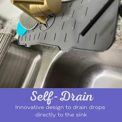 Faucet Mat for Sink - Silicone Scrubber Dish Set, Splash Guard, Food Grade BPA Free Kitchen Scrubber - color: 4sponges+1mat