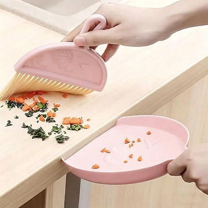 Pink Mini Broom and Dustpan Set, Small Handheld Brush Combo for Kids Kitchen Counter Table Desk Car and Pet Area Cleaning - color: Pink