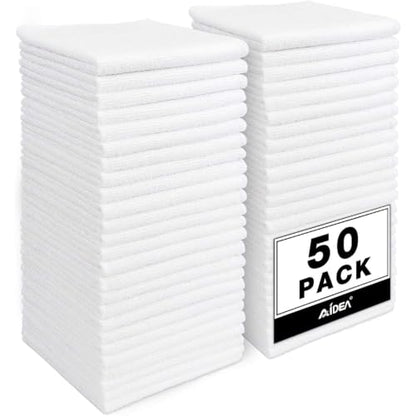 AIDEA Microfiber Cleaning Cloth White 50PK, Cleaning Rags, Microfiber Towels for Cars, Kitchen Towels Dusting Cloth, Wash Cloths, Dish Rags White, 11.5"x 11.5" - color: White