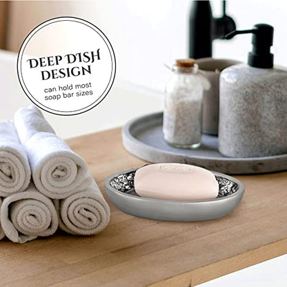 Creative Scents Crackled Glass Soap Dish for Bathroom, Decorative Dry Bar Soap Holder, Best Dishes for Sink/Bath/Shower Decor. - style: Soap Dish