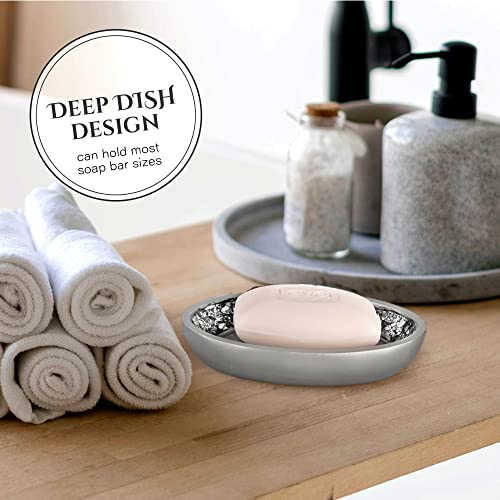 Creative Scents Crackled Glass Silver Bathroom Accessories Set - 6 Piece Bathroom Set Includes: Toilet Brush and Holder Set, Tissue Box Cover, Toothbrush Holder, Soap Dispenser, Soap Dish & Tumbler - style: 6 Pc Set 02