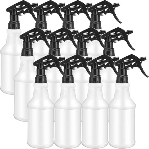 Eccliy 12 Pcs 16 Oz Plastic Spray Bottle, Adjustable Empty Reusable Sprayer for Cleaning, Planting, Water, Bathroom and Kitchen, BBQ, Commercial and Residential (Original,Black) - color: Black, size: Original