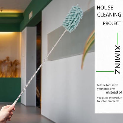 Green Retractable Microfiber Duster for Cleaning Extendable Washable Hand Duster Feather Duster Cleaning Tool for Cleaning Office, Car, Window, Computer, Air Condition - color: Green