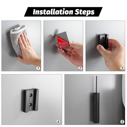 BGL Toilet Brush and Holder Set Matte Black Wall Mounted for Bathroom Round Design - color: Matte Black-wall Mount