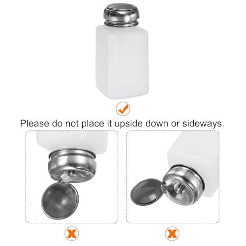 HARFINGTON 2pcs Solvent Alcohol Dispenser 200ml(6.7oz) Push Down Liquid Dispenser Pump Bottle with Sealing Stainless Steel Lid for Acetone Cleanser Polish Remover, White - color: White, size: 200ml 6.7oz