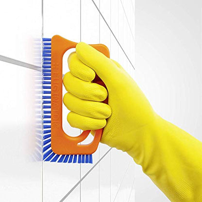 Fuginator Scrub Brush for Tile & Grout: Stiff Nylon Bristle Scrubbing Brush & Handle Connector - Bathtub / Shower Scrubber for Floor Joints & Seams - Cleaning Brushes & Supplies for Bathroom & Kitchen