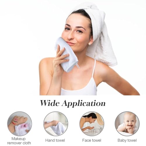 SINLAND Microfiber Facial Cloths Fast Drying Washcloth 12inch x 12inch Absorbent Face Wash Cloth Soft Makeup Remover Cloths - color: Whitex12, size: 12x12 Inch