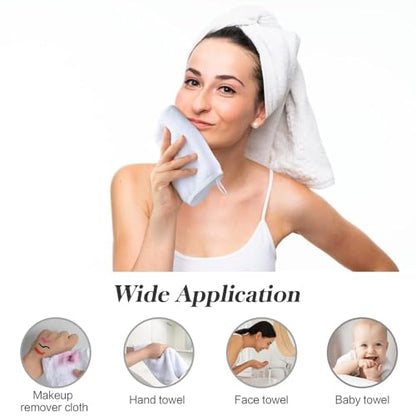 SINLAND Microfiber Facial Cloths Fast Drying Washcloth 12inch x 12inch Absorbent Face Wash Cloth Soft Makeup Remover Cloths - color: Whitex12, size: 12x12 Inch