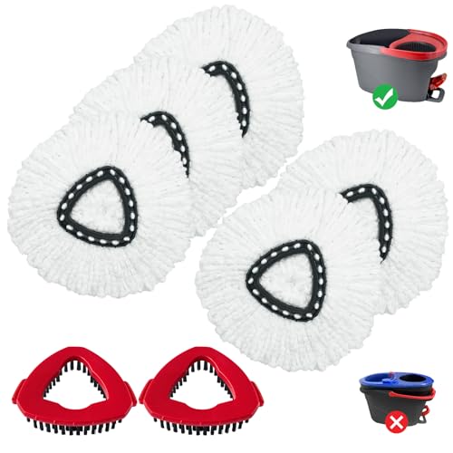 Mop Heads Replacement for Ocedar, Mop Replace Head for Ocedar EasyWring 1 Tank, Microfiber Spin Mop Refills, Include 5 Spin Mop Replacement Head Deep Cleaning Machine Washable with 2 Scrubber Mop Head - color: White-5 Mop Heads&2 Scrubber