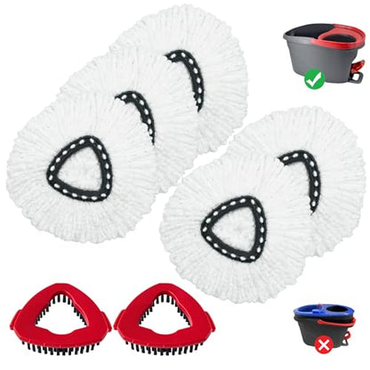 Mop Heads Replacement for Ocedar, Mop Replace Head for Ocedar EasyWring 1 Tank, Microfiber Spin Mop Refills, Include 5 Spin Mop Replacement Head Deep Cleaning Machine Washable with 2 Scrubber Mop Head - color: White-5 Mop Heads&2 Scrubber