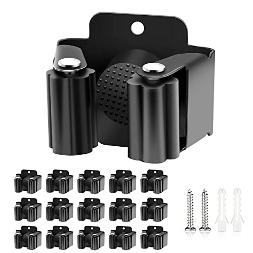 Verdenu 15 Pack Broom Holder Wall Mount, Stainless Steel Mop and Broom Holder with Screws, Garden Tool Storage Organizer for Kitchen, Home, Bathroom, Garage, Black - color: Black, size: 15 Pack