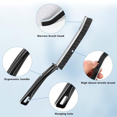 Crevice Cleaning Brush 4 Set-Narrow Gap Cleaning Brushes for Window, Bathroom, Kitchen, and Small Room, Hard-to-Reach Areas (Black) - color: Black