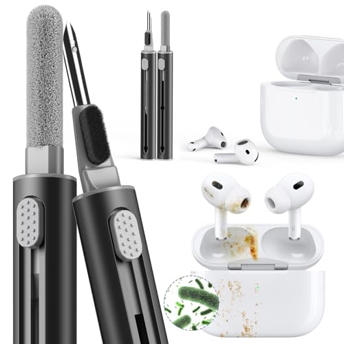 【1 Pack】 Cleaner Kit for Airpods 4 Case 2024,Cleaning Kit Pen Shape with Soft Brush Flocking Sponge Tool for Bluetooth Earphones Headphones Charging Case,Phone,Camera andComputer(Black) - color: B2-Black