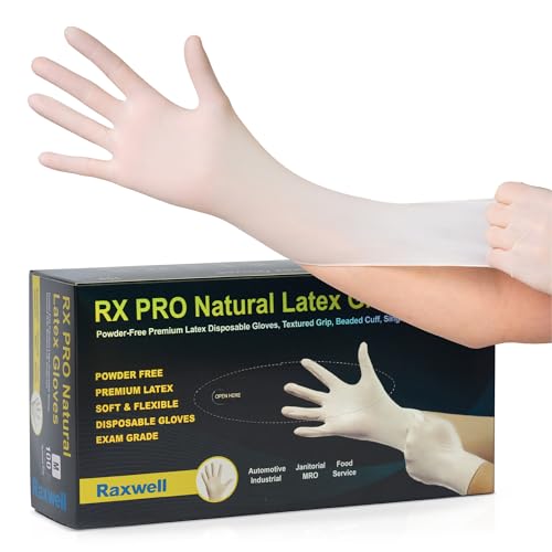 Raxwell Cleaning & Latex Glove Combo Pack | 8.5 Mil Heavy Duty, Waterproof, Food & Medical Grade, Powder-Free