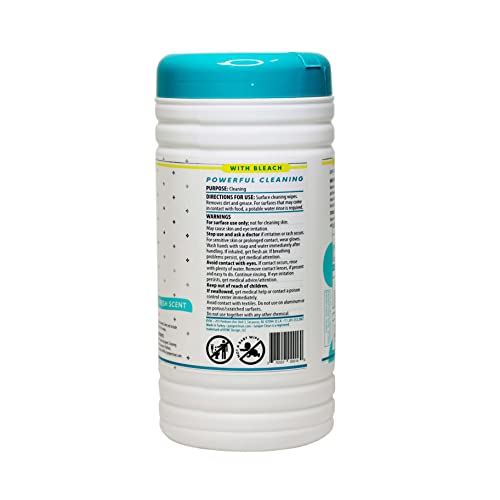 Juniper CLEAN 6 Pack Surface Cleaning Wipes with Bleach, All-Purpose Cleaner for Bathroom, Kitchen, Office, 450 Count Canister, Fresh Scent, 7.5" x 7" Sheet, Lint Free & Durable - size: 75 Count (Pack of 6)
