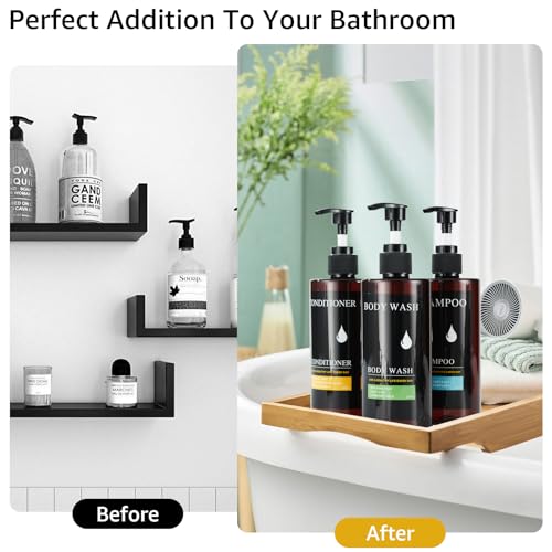 Pollock Shampoo and Conditioner Dispenser Wall Mounted, Shower Soap Dispenser 2 Chamber No Drill, Shampoo Dispenser for Shower, Body Wash Dispenser for Bathroom, Large Capacity, (Brown 3 Chamber) - color: Brown 3 Chamber