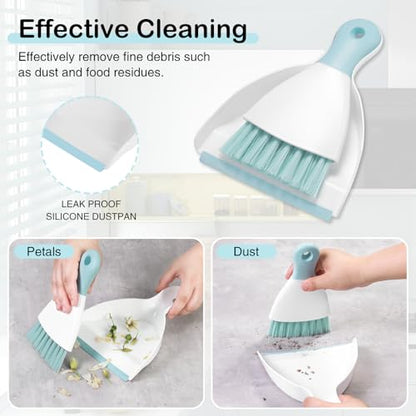 NACENA Mini Dustpan and Brush Set 2 Pack, Small Broom and Dustpan Set Dust Pan and Mini Hand Broom Dustpan and Broom Combo Compact for Home Table Keyboards Sofa Kitchen, Blue - color: Blue, size: 2 packs