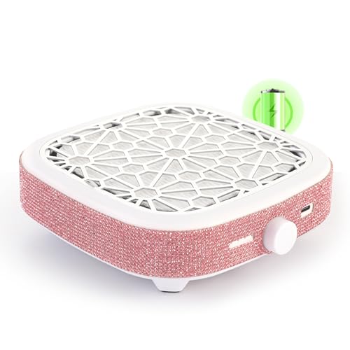 Nail Dust Collector, Cordless Dust Collector Nail Tech, Compact Powerful 6000RPM Nail Vacuum Fan Rechargeable Dust Extractor for Acrylic Gel Polish Manicure Pedicure for Home, Pink - color: B-Pink Diamond